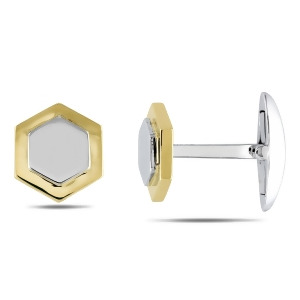 Hexagon Cuff Link Pin 14k Two-tone Gold - All