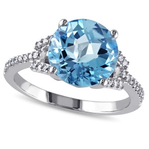 Blue Topaz and Diamond Fashion Ring 14k White Gold 4.75ct - All