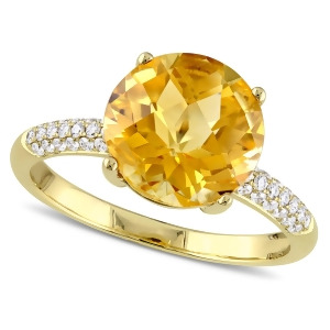 Citrine and Diamond Fashion Ring 14k Yellow Gold 3.53ct - All