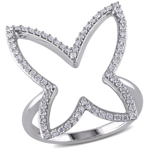 Diamond Butterfly Fashion Ring 14k White Gold 0.30ct - All