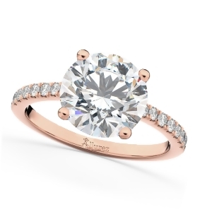 Moissanite and Diamond Engagement Ring 14K Rose Gold 1.81ct - All