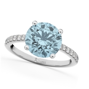 Aquamarine and Diamond Engagement Ring 14K White Gold 2.41ct - All