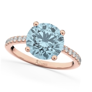Aquamarine and Diamond Engagement Ring 14K Rose Gold 2.41ct - All
