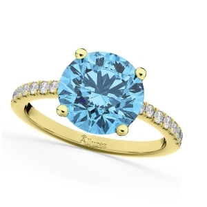 Blue Topaz and Diamond Engagement Ring 14K Yellow Gold 2.71ct - All