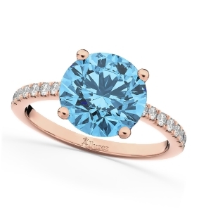 Blue Topaz and Diamond Engagement Ring 14K Rose Gold 2.71ct - All