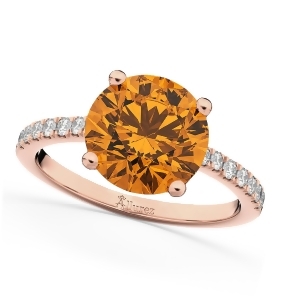 Citrine and Diamond Engagement Ring 14K Rose Gold 2.01ct - All