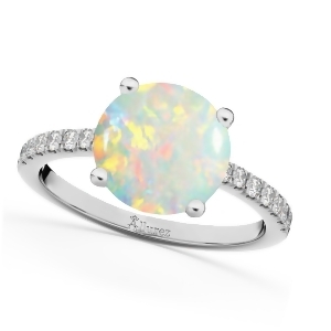 Opal and Diamond Engagement Ring 14K White Gold 1.51ct - All