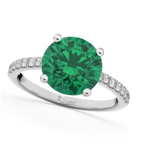 Emerald and Diamond Engagement Ring 14K White Gold 2.51ct - All
