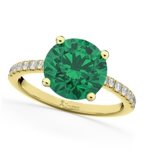 Emerald and Diamond Engagement Ring 14K Yellow Gold 2.51ct - All