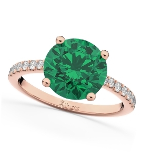Emerald and Diamond Engagement Ring 14K Rose Gold 2.51ct - All