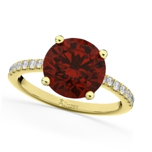 Garnet and Diamond Engagement Ring 14K Yellow Gold 2.71ct - All