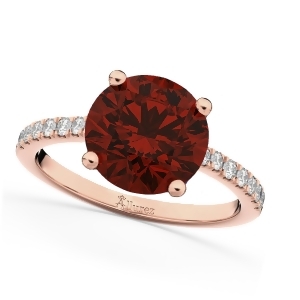 Garnet and Diamond Engagement Ring 14K Rose Gold 2.71ct - All