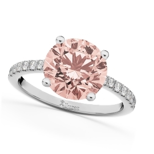 Morganite and Diamond Engagement Ring 14K White Gold 1.96ct - All