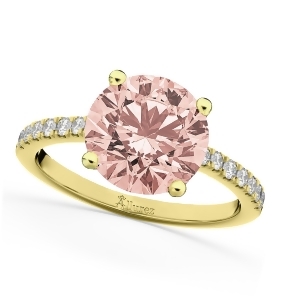 Morganite and Diamond Engagement Ring 14K Yellow Gold 1.96ct - All