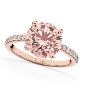 Morganite and Diamond Engagement Ring 14K Rose Gold 1.96ct - All