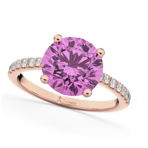 Pink Sapphire and Diamond Engagement Ring 14K Rose Gold 2.51ct - All