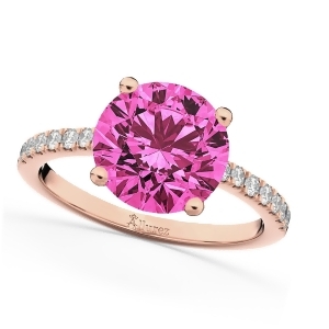 Pink Tourmaline and Diamond Engagement Ring 14K Rose Gold 2.21ct - All