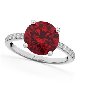 Ruby and Diamond Engagement Ring 14K White Gold 2.51ct - All