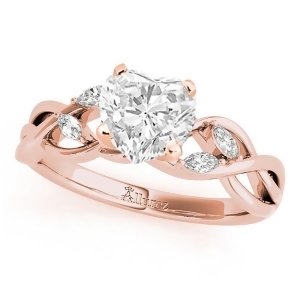 Twisted Heart Diamonds Vine Leaf Engagement Ring 14k Rose Gold 1.50ct - All
