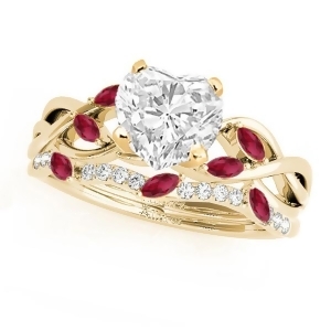 Twisted Heart Rubies and Diamonds Bridal Sets 14k Yellow Gold 1.73ct - All