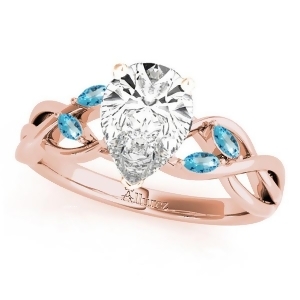 Twisted Pear Blue Topaz Vine Leaf Engagement Ring 14k Rose Gold 1.00ct - All