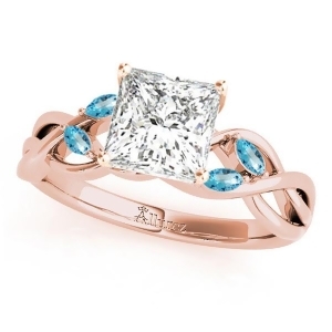 Twisted Princess Blue Topaz Vine Leaf Engagement Ring 14k Rose Gold 1.50ct - All