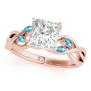 Twisted Princess Blue Topaz Vine Leaf Engagement Ring 14k Rose Gold 1.00ct - All