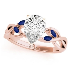 Pear Blue Sapphires Vine Leaf Engagement Ring 14k Rose Gold 1.50ct - All