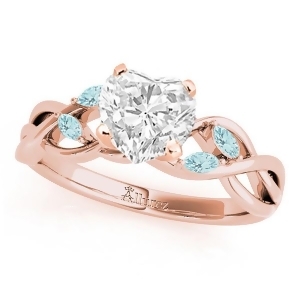 Twisted Heart Aquamarines Vine Leaf Engagement Ring 14k Rose Gold 1.50ct - All