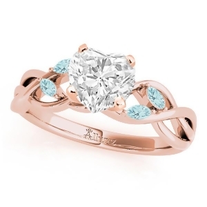 Twisted Heart Aquamarines Vine Leaf Engagement Ring 14k Rose Gold 1.00ct - All