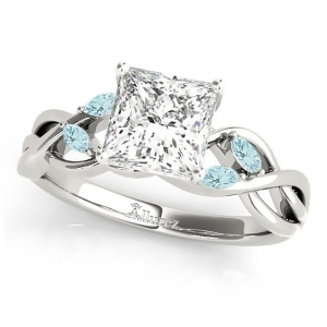 Twisted Princess Aquamarines Vine Leaf Engagement Ring Platinum 1.50ct - All