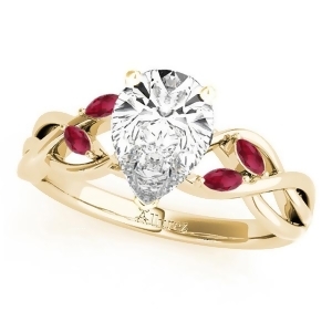 Twisted Pear Rubies Vine Leaf Engagement Ring 18k Yellow Gold 1.50ct - All