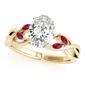 Twisted Oval Rubies Vine Leaf Engagement Ring 18k Yellow Gold 1.50ct - All