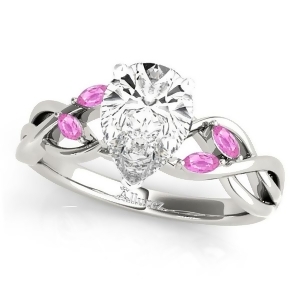 Pear Pink Sapphires Vine Leaf Engagement Ring 14k White Gold 1.50ct - All