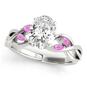 Oval Pink Sapphires Vine Leaf Engagement Ring 14k White Gold 1.50ct - All
