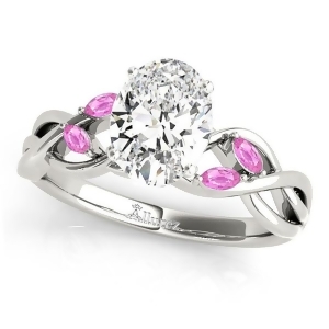 Oval Pink Sapphires Vine Leaf Engagement Ring 14k White Gold 1.00ct - All