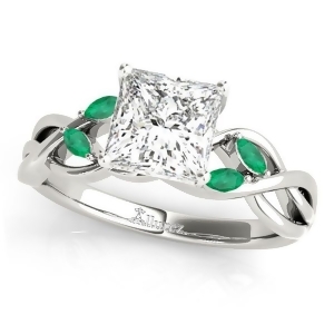 Twisted Princess Emeralds Vine Leaf Engagement Ring Palladium 1.50ct - All