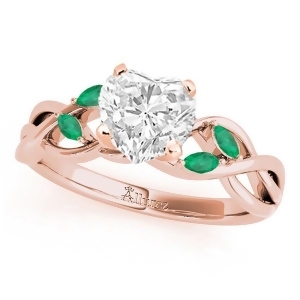 Twisted Heart Emeralds Vine Leaf Engagement Ring 14k Rose Gold 1.50ct - All
