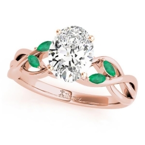 Twisted Oval Emeralds Vine Leaf Engagement Ring 14k Rose Gold 1.50ct - All