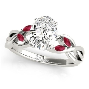 Twisted Oval Rubies Vine Leaf Engagement Ring Platinum 1.50ct - All