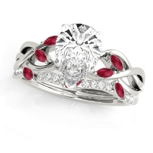 Twisted Pear Rubies and Diamonds Bridal Sets Platinum 1.73ct - All