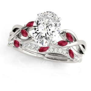 Twisted Oval Rubies and Diamonds Bridal Sets Platinum 1.73ct - All