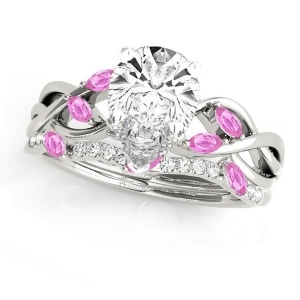 Twisted Pear Pink Sapphires and Diamonds Bridal Sets Platinum 1.73ct - All