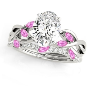 Twisted Oval Pink Sapphires and Diamonds Bridal Sets Platinum 1.73ct - All