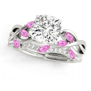 Twisted Cushion Pink Sapphires and Diamonds Bridal Sets Platinum 1.73ct - All
