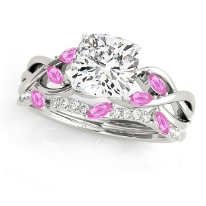 Twisted Cushion Pink Sapphires and Diamonds Bridal Sets Palladium 1.23ct - All