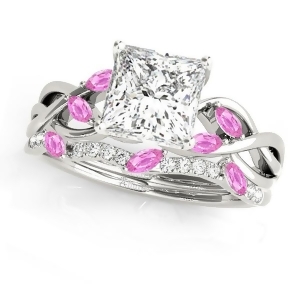 Twisted Princess Pink Sapphires and Diamonds Bridal Sets Palladium 1.23ct - All
