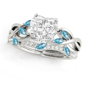 Twisted Heart Blue Topazes and Diamonds Bridal Sets Palladium 1.23ct - All
