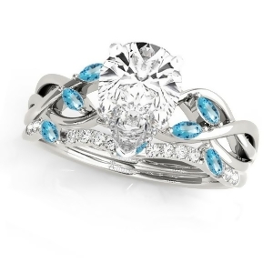 Twisted Pear Blue Topazes and Diamonds Bridal Sets Palladium 1.23ct - All