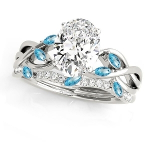 Twisted Oval Blue Topazes and Diamonds Bridal Sets Palladium 1.73ct - All